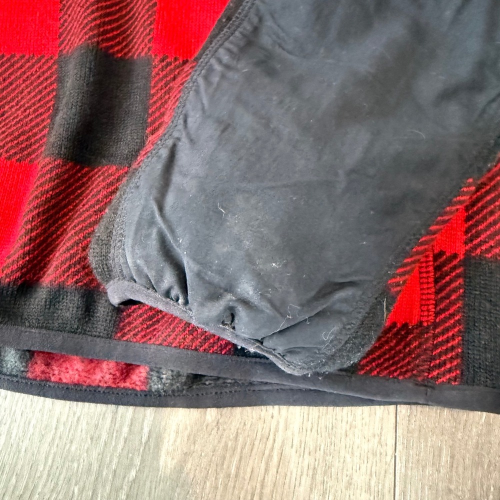 Columbia Men's Buffalo Plaid Fleece Quarter Zip Pullover Black Red Size M - Picture 2 of 7